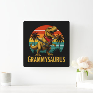 Relógio Quadrado Grammysaurus T Rex Dinosaur Dia de as mães