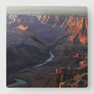 Relógio Quadrado Grand Canyon e Rio Colorado na arizona