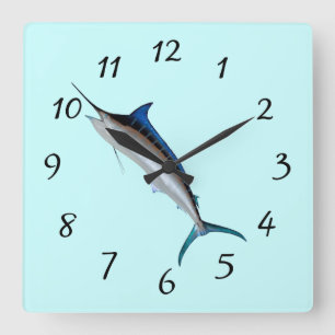 Relógio Quadrado Grande espadim azul