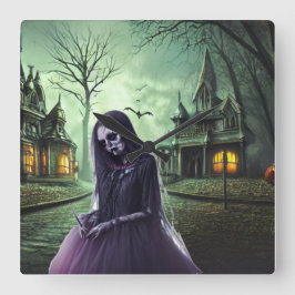 Relógio Quadrado Grande Horror de Olhos Crepúsculos Boo Ghost