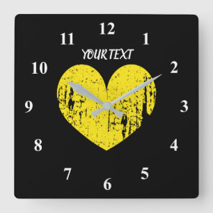 Relógio Quadrado Grande safra amarela coração grande cozinha pers