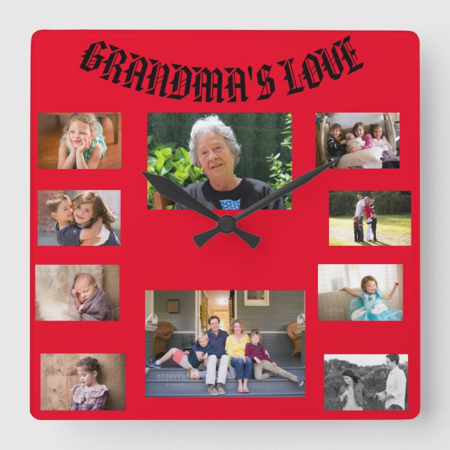 Relógio Quadrado Grandma's Love Square Wall Clock (Frente)