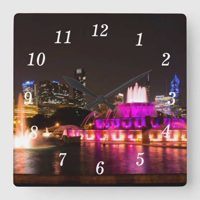 Relógio Quadrado Grant Park Chicago Wall Clock (Frente)
