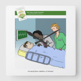 Relógio Quadrado Grant Writing Cartoon Clock