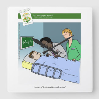 Relógio Quadrado Grant Writing Cartoon Clock