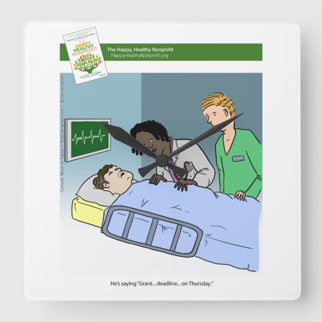 Relógio Quadrado Grant Writing Cartoon Clock (Frente)