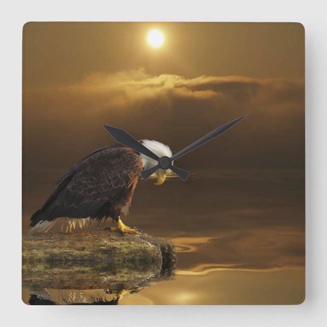 Relógio Quadrado Gratidão Salva-Vaga Espiritual da Vida Selvagem (Frente)