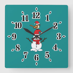 Relógio Quadrado Grátis Sparrow em Snowman