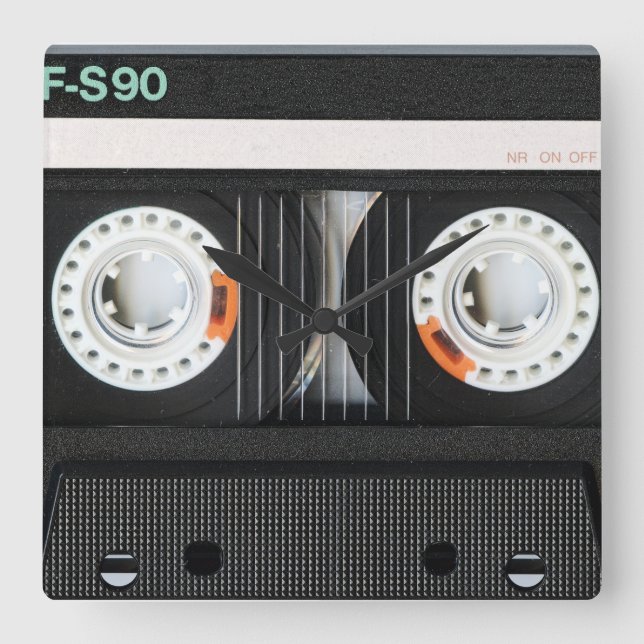 Relógio Quadrado Gravador de cassetes de fita retrorreflector 70s 8 (Frente)