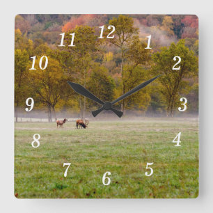 Relógio Quadrado Grazing Elk Casal Wall Clock