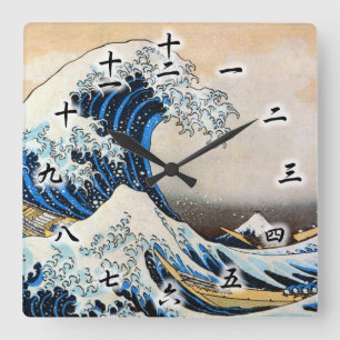 Relógio Quadrado Great Wave, Hokusai, Ukiyo-e