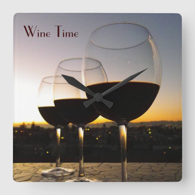 Relógio Quadrado Great Wine Time Wall Clock! (Frente)