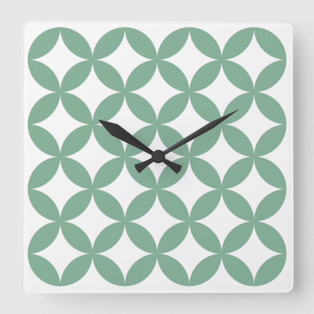 Relógio Quadrado Green Shippo Square Wall Clock - Tradicional Japon (Frente)