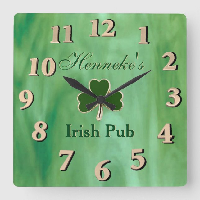 Relógio Quadrado Green Stained Glass (Frente)