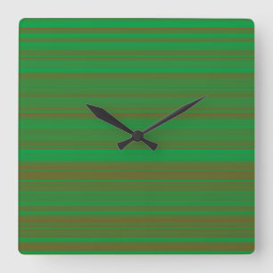 Relógio Quadrado Grey Brown Stripes Verde