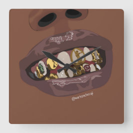 Relógio Quadrado Grillz Aestética, Grills Douradas (Grillz)