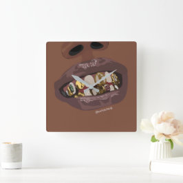 Relógio Quadrado Grillz Aestética, Grills Douradas (Grillz)