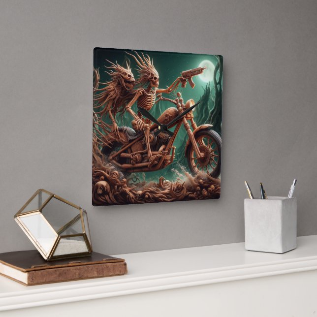 Relógio Quadrado Grimbone e Skulldust montaram o seu grande helicóp (Escritório)