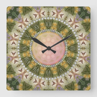 Relógio Quadrado Groovy Forest Green Dourado