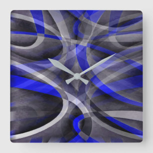 Relógio Quadrado Groovy Royal Blue e Cinza Arrancadas Linha Pa