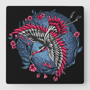 Relógio Quadrado Gruas japonesas