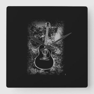 Relógio Quadrado Grunge Guitar Graphic Rock Musical Jazz