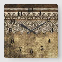 Relógio Quadrado Grunge oldish vintage lace retro design ornamental