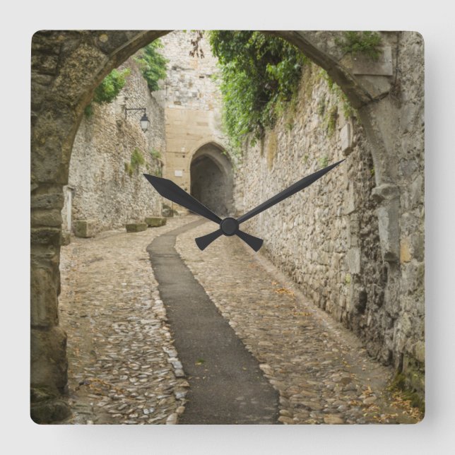 Relógio Quadrado Gry Cobblestone street, France (Frente)