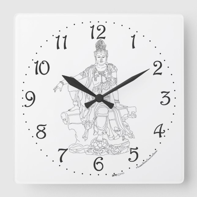 Relógio Quadrado Guan Yin Square Wall Clock (Frente)