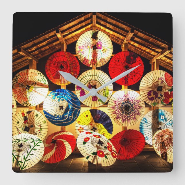 Relógio Quadrado guarda-chuva japonês (Frente)