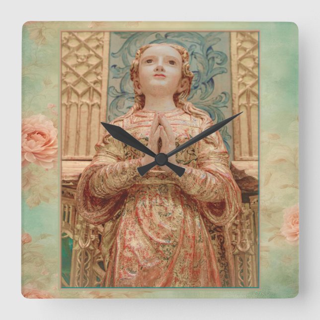Relógio Quadrado Guardian Angel painting clock (Frente)