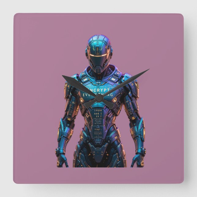 Relógio Quadrado Guardião Criptografa Tudo (Frente)