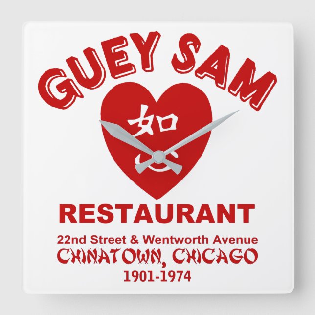 Relógio Quadrado Guey Sam Restaurant, Chinatown, Chicago, IL (Frente)