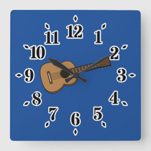 Relógio Quadrado Guitar Cartoon