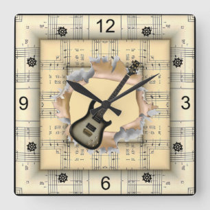 Relógio Quadrado Guitarra Elétrica~Quebrando~Música Estranha Folh