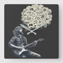 Relógio Quadrado Guitarrista explosivo Solfeggio