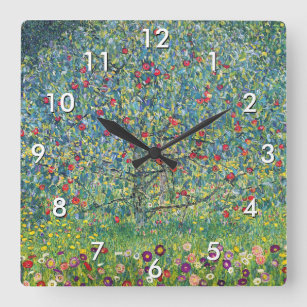 Relógio Quadrado Gustav Klimt - Árvore de Maçã