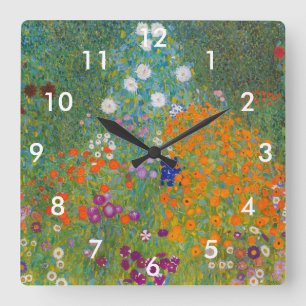 Relógio Quadrado Gustav Klimt - Jardim de Flores