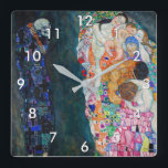Relógio Quadrado Gustav Klimt - Morte e Vida<br><div class="desc">Morte e vida - Gustav Klimt,  Oil on Canvas,  1910-1915</div>