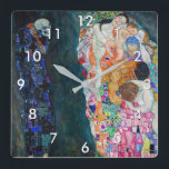 Relógio Quadrado Gustav Klimt - Morte e Vida<br><div class="desc">Morte e vida - Gustav Klimt, Oil on Canvas, 1910-1915</div>
