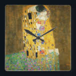 Relógio Quadrado Gustav Klimt, O Beijo De Arte Nouveau<br><div class="desc">Gustav Klimt, The Kiss Vintage Art Nouveau, Pintando O Beijo (Em Alemão: Der Kuss) foi pintado pelo pintor simbolista austríaco Gustav Klimt entre 1907 e 1908, ponto alto de seu Período do Ouro, quando pintou várias obras em estilo semelhante. A pintura é amplamente considerada uma obra-prima do início do período...</div>