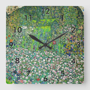 Relógio Quadrado Gustav Klimt - Paisagem Hortícola e Topo da Colina