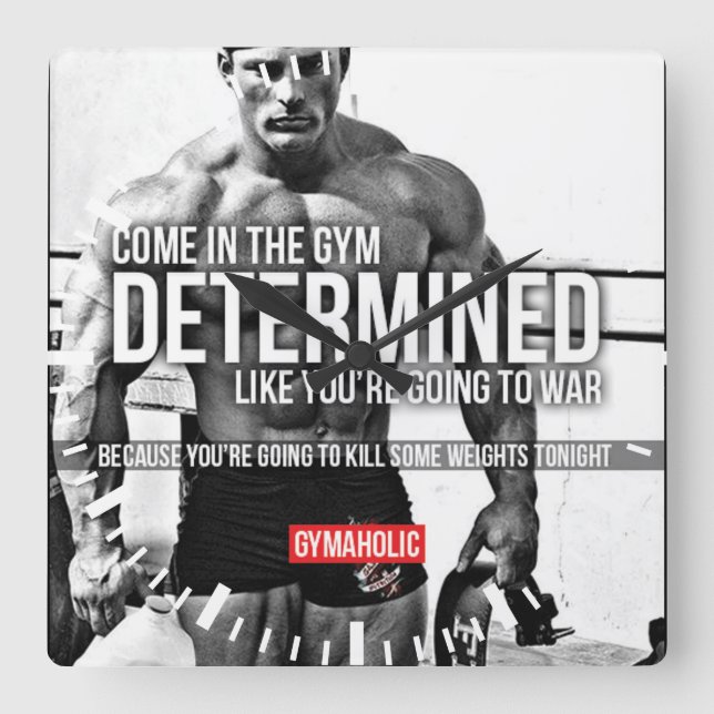 Relógio Quadrado Gym de Malhação Motivacional (Frente)