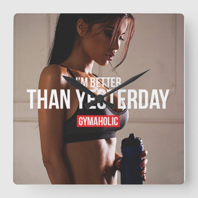 Relógio Quadrado Gym de Malhação Motivacional (Frente)