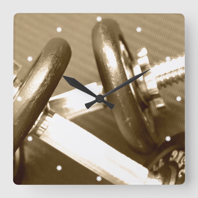 Relógio Quadrado Gym Dumbbell Weights (Frente)