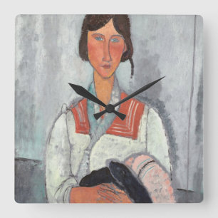 Relógio Quadrado Gypsy Woman with Baby, 1919 (óleo na canvas)