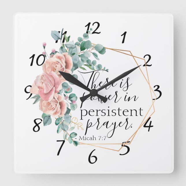 Relógio Quadrado Há poder na oração (Frente)
