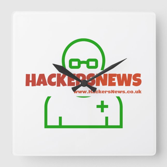 Relógio Quadrado Hackers Notícias Relacionam com nosso Site (Frente)