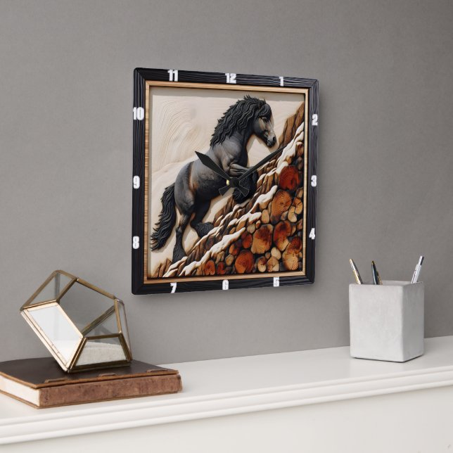 Relógio Quadrado Haflinger Escalb: Matiz Personalizada Da Arte Da M (Escritório)