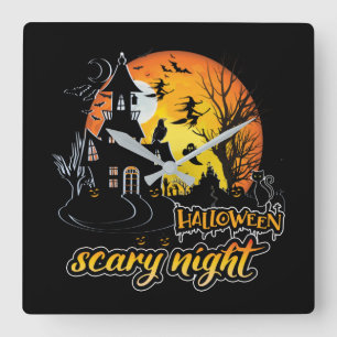 Relógio Quadrado Halloween Scary Night